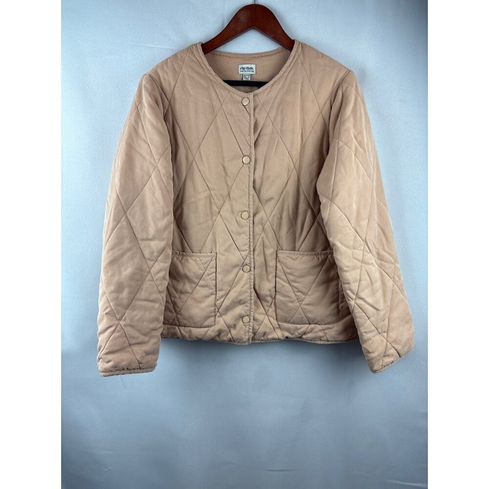 Women’s Rhythm Quilted Beige Button Up Jacket Med… - image 1